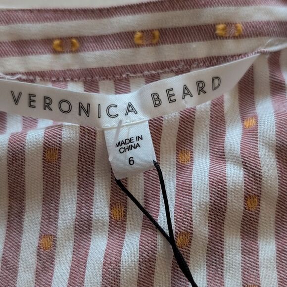 NWT Veronica Beard Sleeveless Blakely Top Striped V-Neck Red White Size 6 - Picture 4 of 9